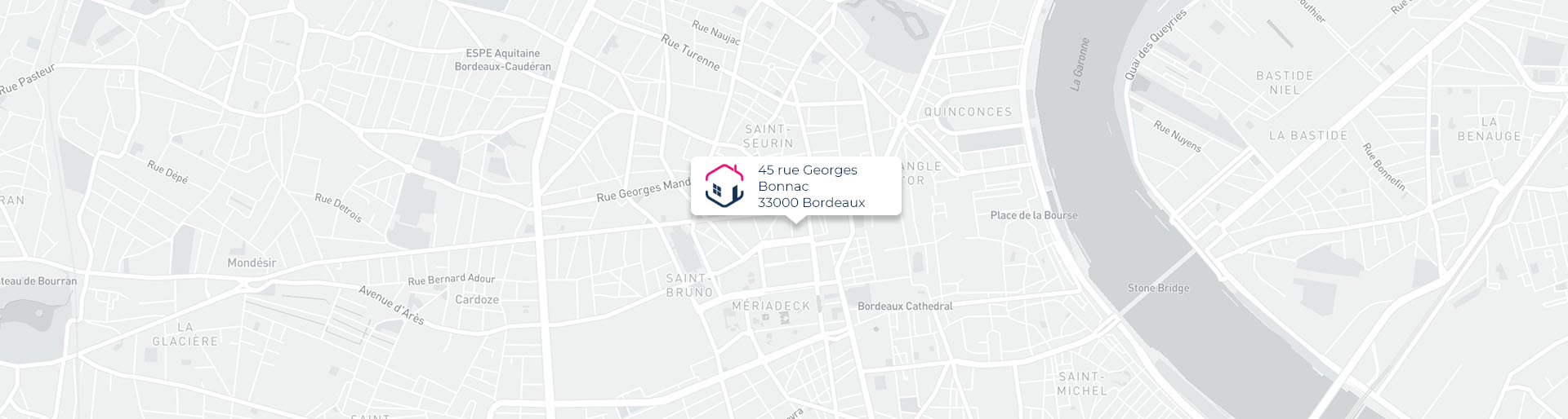 Plan de l'agence de Bordeaux IMMO9 située 45, rue Georges Bonnac 33000 Bordeaux tel: tel:0535548233