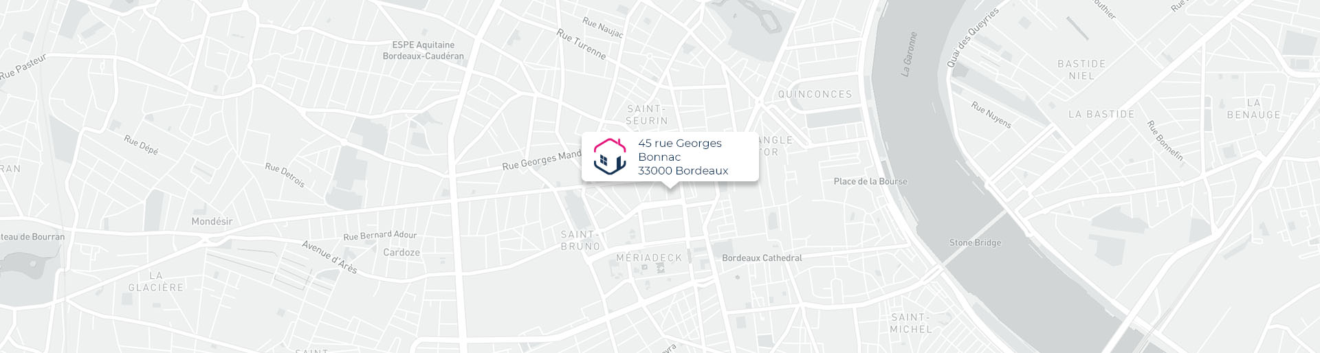 Plan de l'agence de Bordeaux IMMO9 située 45, rue Georges Bonnac 33000 Bordeaux tel: tel:0535548233