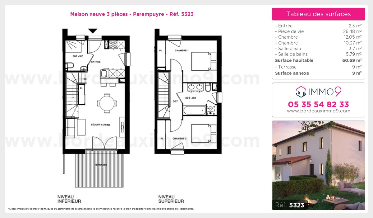 Plan et surfaces, Programme neuf Parempuyre Référence n° 5323