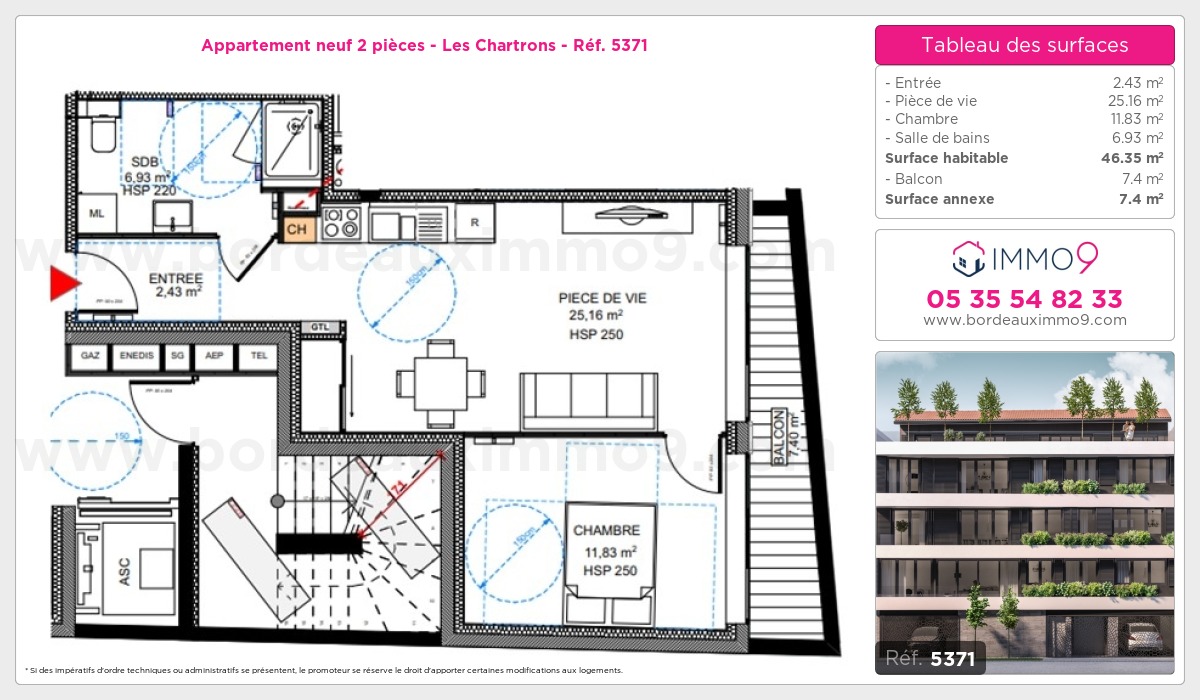 Plan et surfaces, Programme neuf Bordeaux : Chartrons Référence n° 5371