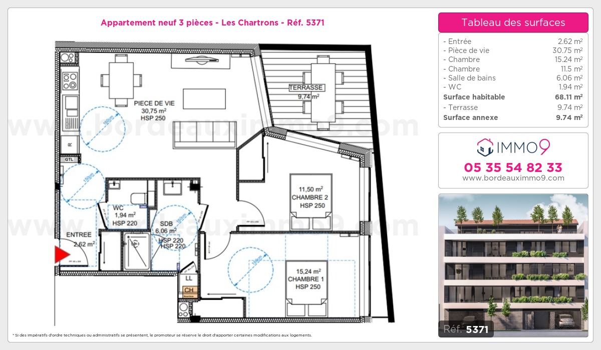 Plan et surfaces, Programme neuf Bordeaux : Chartrons Référence n° 5371