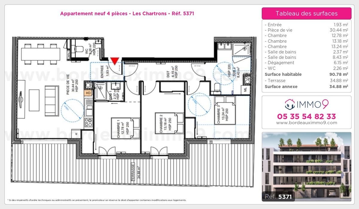 Plan et surfaces, Programme neuf Bordeaux : Chartrons Référence n° 5371