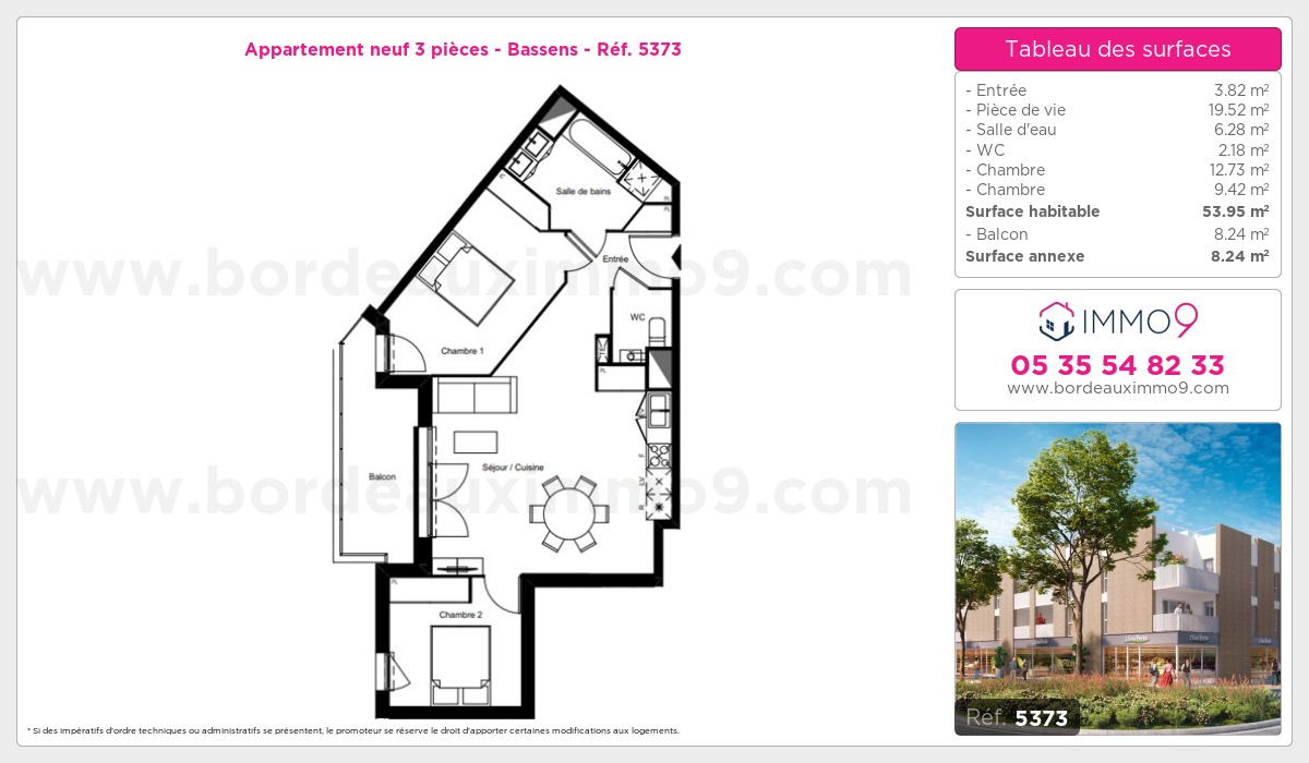 Plan et surfaces, Programme neuf Bassens Référence n° 5373