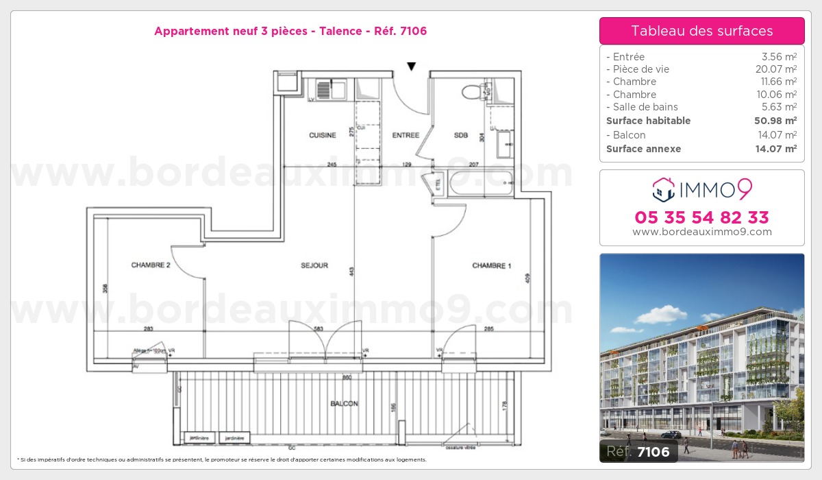 Plan et surfaces, Programme neuf Talence Référence n° 7106