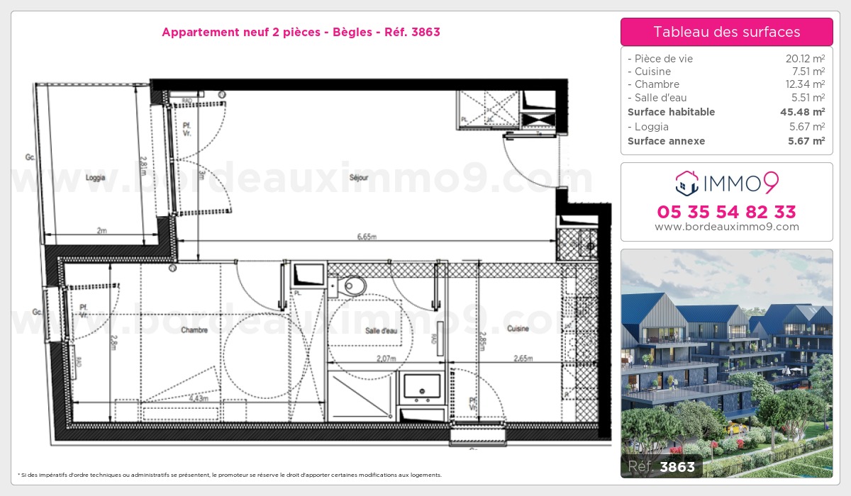Plan et surfaces, Programme neuf Bègles Référence n° 3863