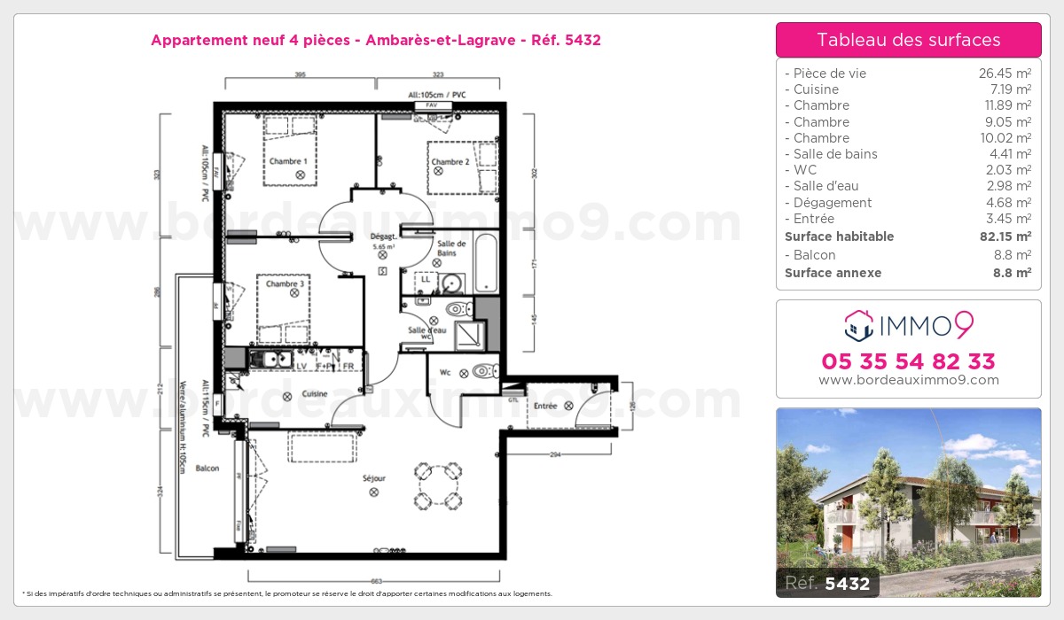 Plan et surfaces, Programme neuf Ambarès-et-Lagrave Référence n° 5432