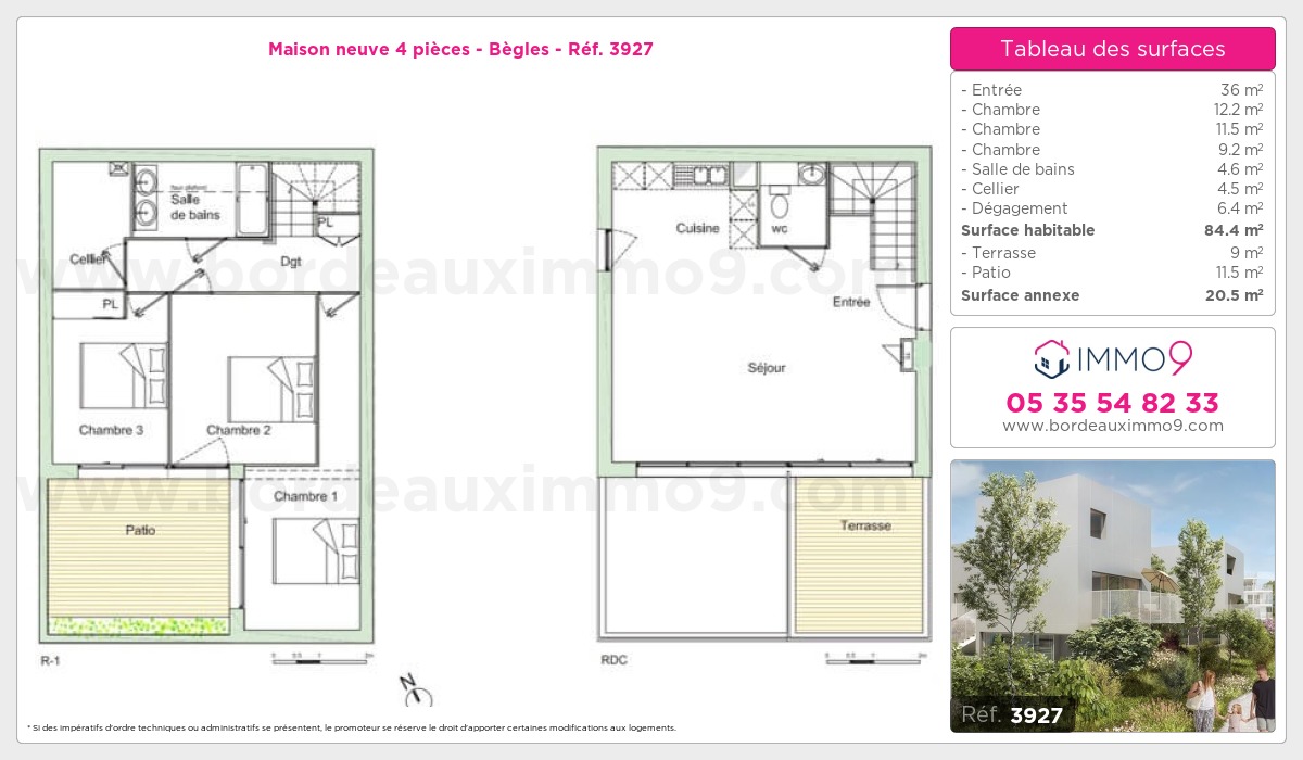 Plan et surfaces, Programme neuf Bègles Référence n° 3927