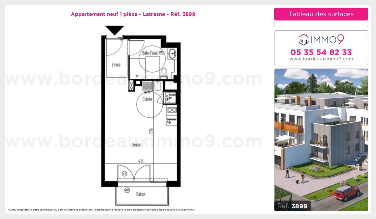 Plan et surfaces, Programme neuf Latresne Référence n° 3899