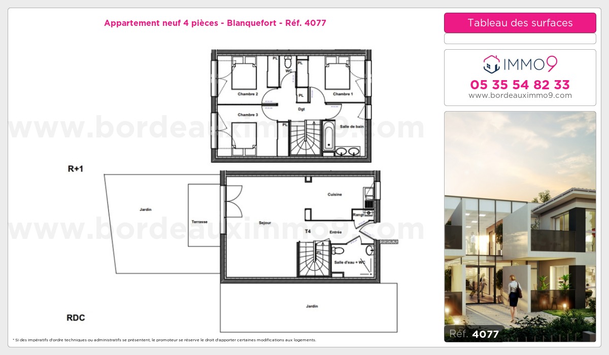 Plan et surfaces, Programme neuf Blanquefort Référence n° 4077