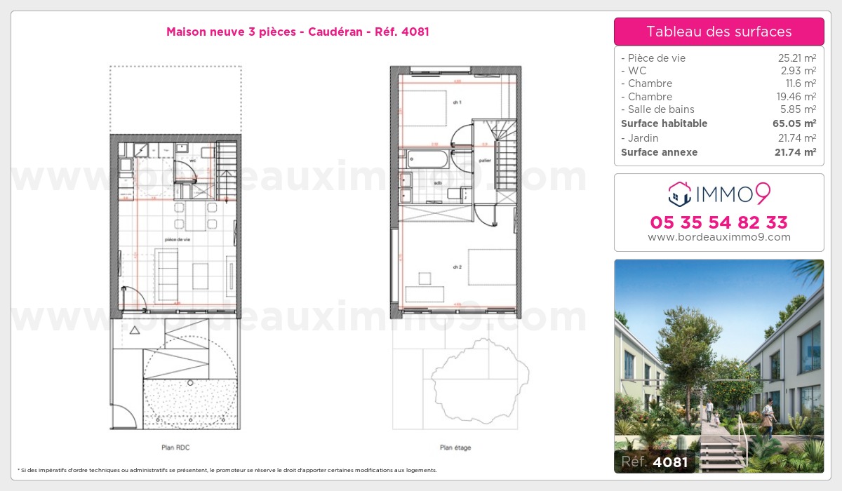 Plan et surfaces, Programme neuf Bordeaux : Caudéran Référence n° 4081