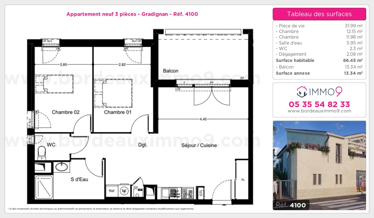 Plan et surfaces, Programme neuf Gradignan Référence n° 4100