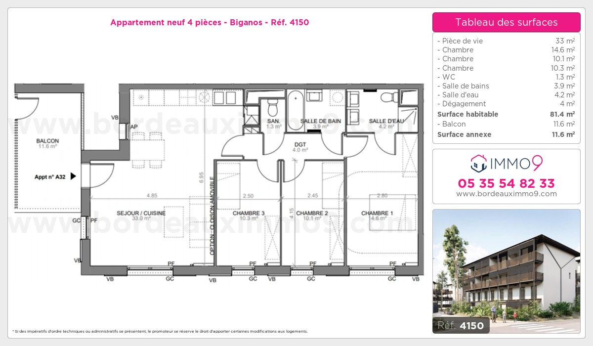 Plan et surfaces, Programme neuf Biganos Référence n° 4150