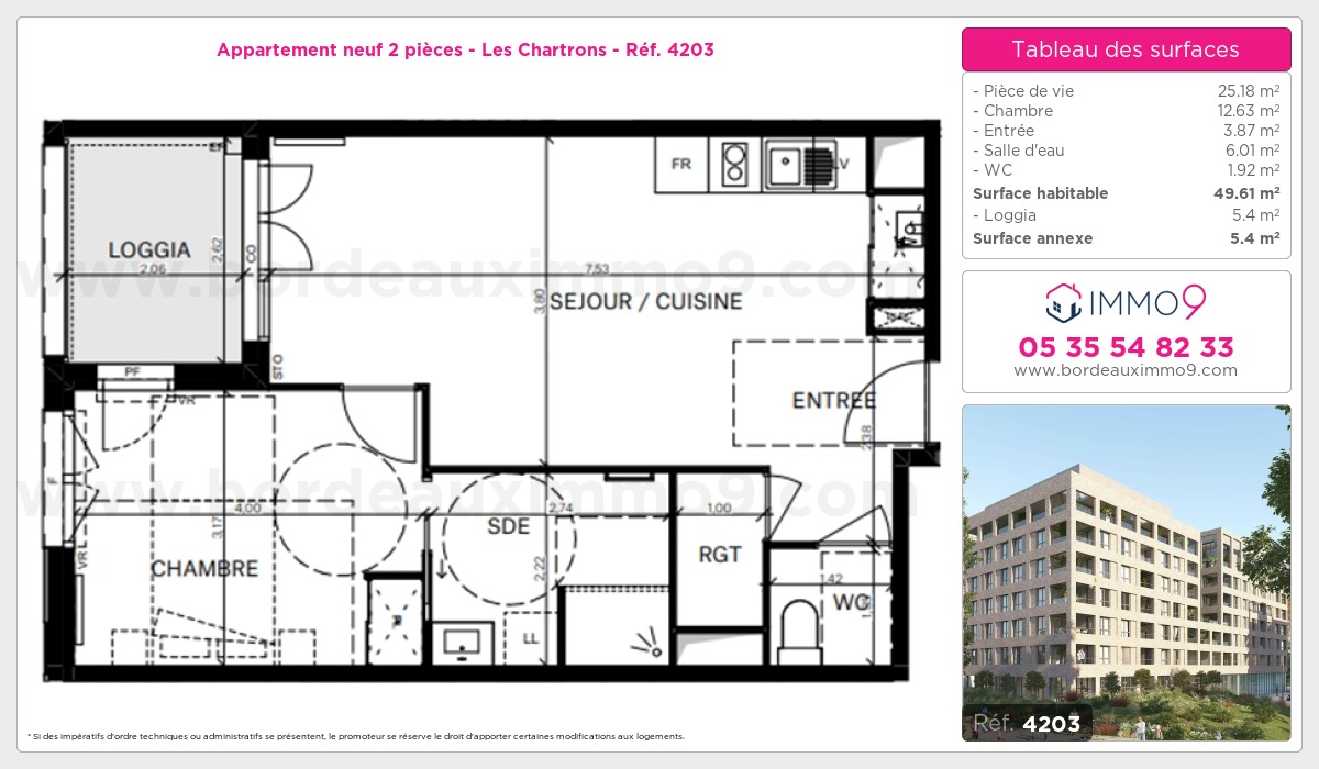 Plan et surfaces, Programme neuf Bordeaux : Chartrons Référence n° 4203