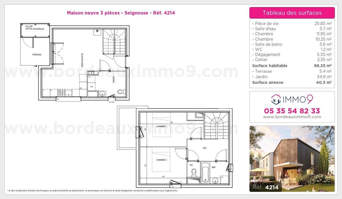 Plan et surfaces, Programme neuf Seignosse Référence n° 4214