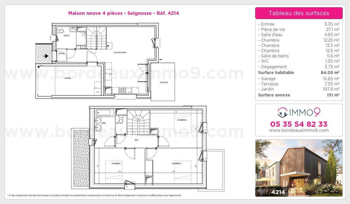Plan et surfaces, Programme neuf Seignosse Référence n° 4214