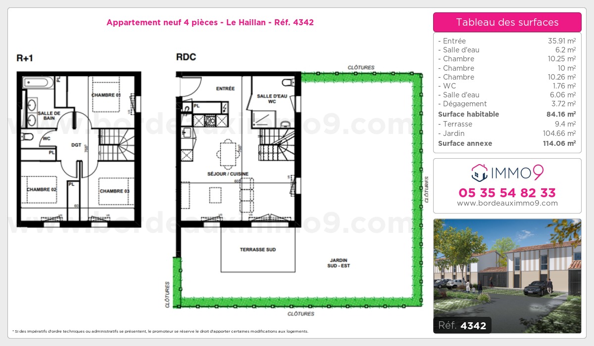 Plan et surfaces, Programme neuf Haillan Référence n° 4342