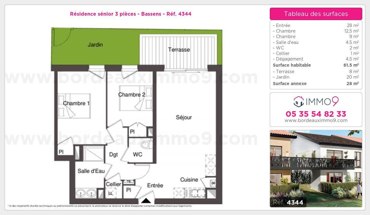 Plan et surfaces, Programme neuf Bassens Référence n° 4344