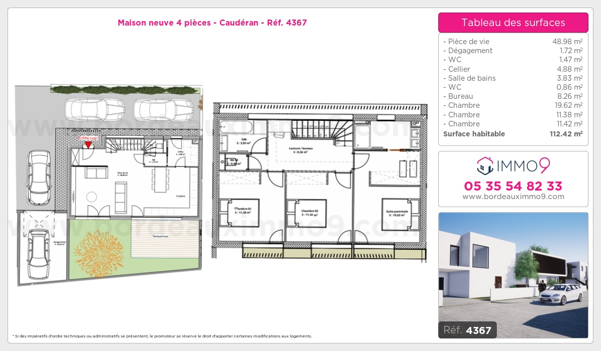 Plan et surfaces, Programme neuf Bordeaux : Caudéran Référence n° 4367