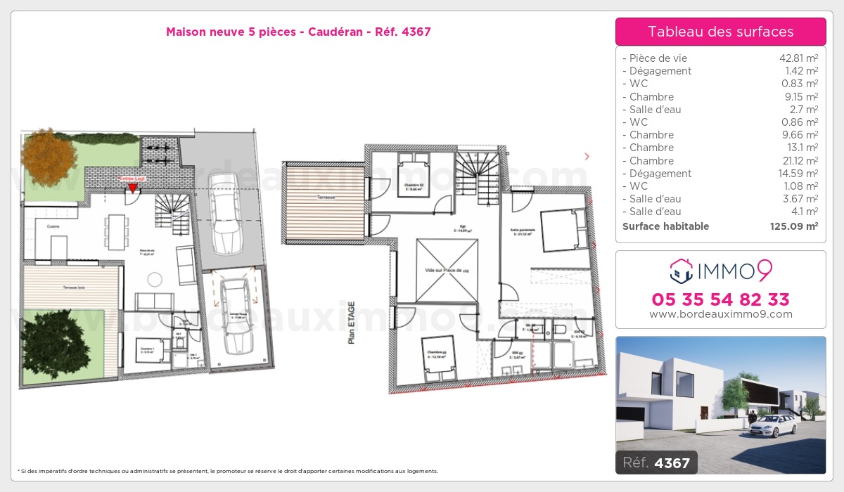 Plan et surfaces, Programme neuf Bordeaux : Caudéran Référence n° 4367