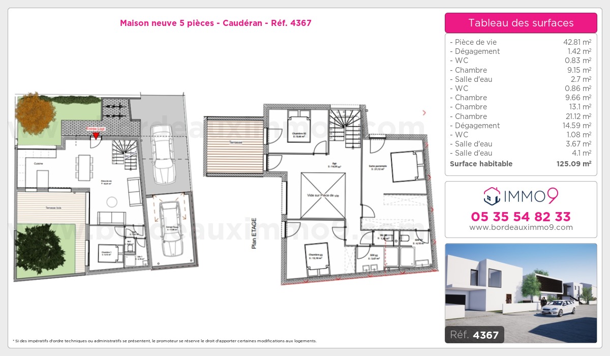 Plan et surfaces, Programme neuf Bordeaux : Caudéran Référence n° 4367