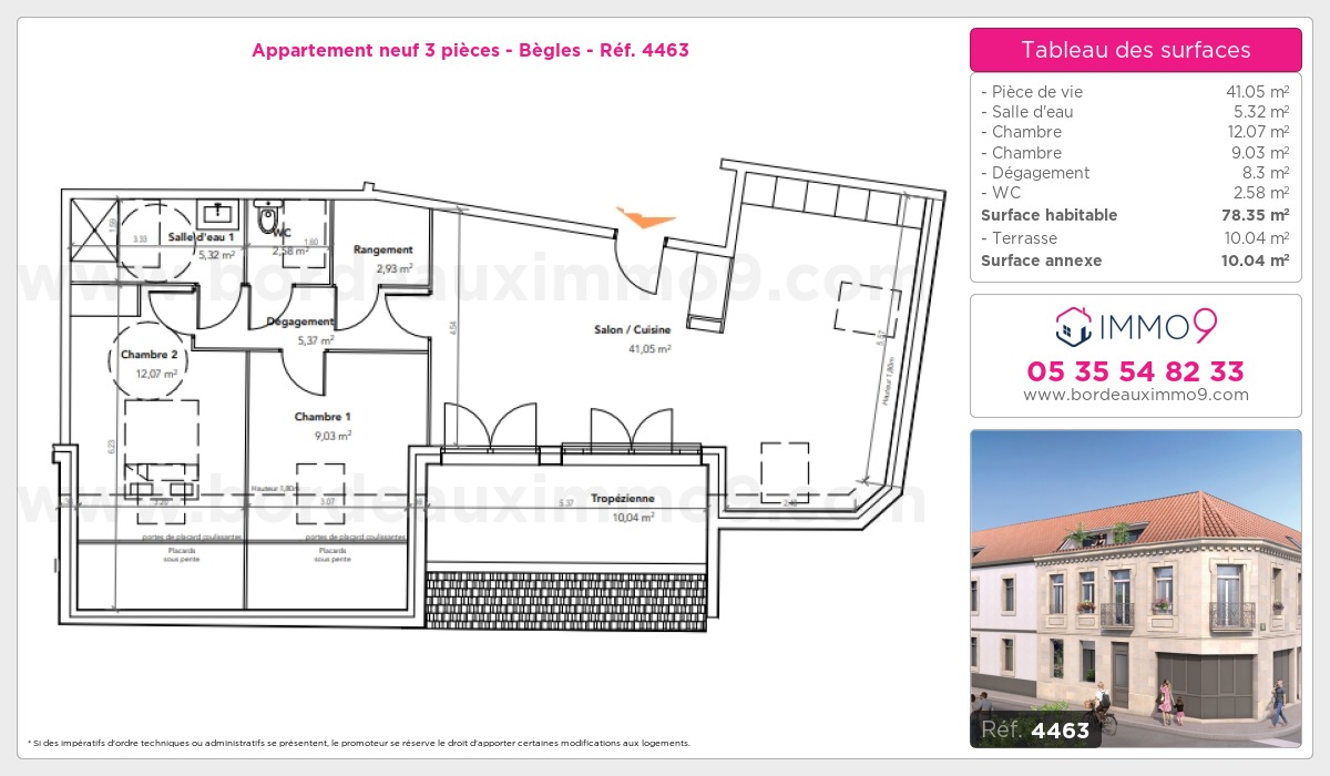 Plan et surfaces, Programme neuf Bègles Référence n° 4463