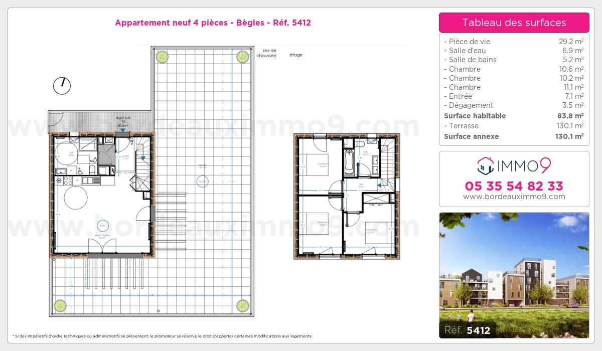 Plan et surfaces, Programme neuf Bègles Référence n° 5412