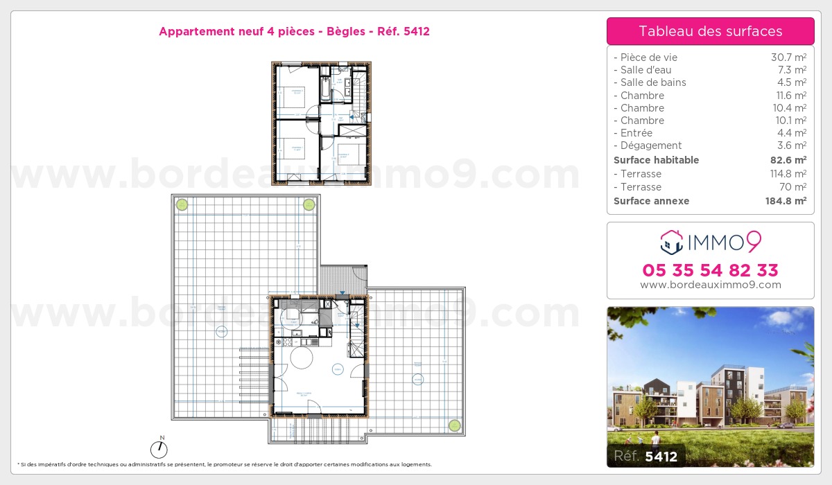 Plan et surfaces, Programme neuf Bègles Référence n° 5412