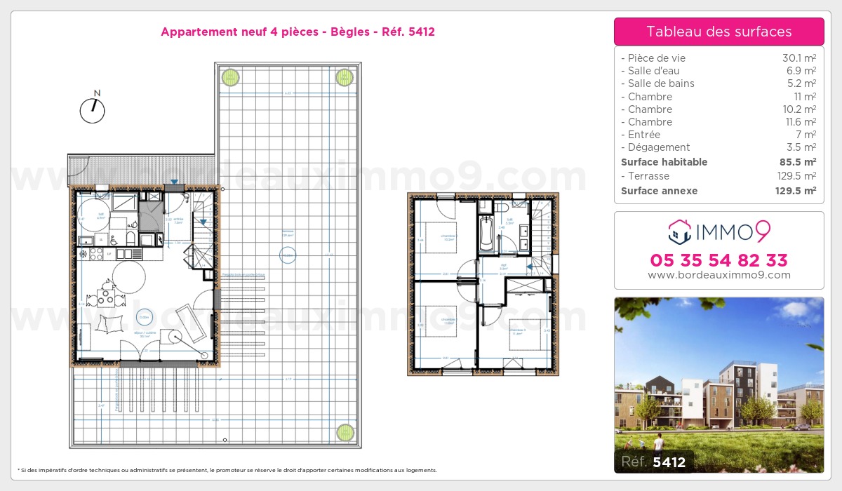 Plan et surfaces, Programme neuf Bègles Référence n° 5412