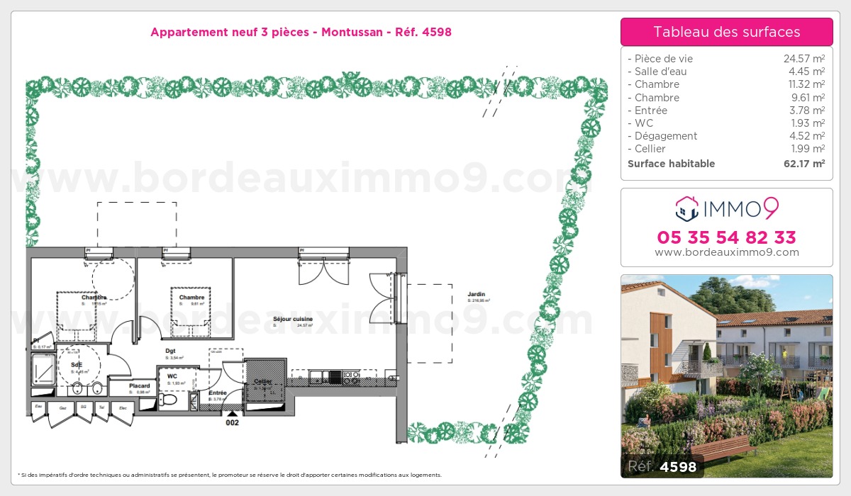 Plan et surfaces, Programme neuf Montussan Référence n° 4598