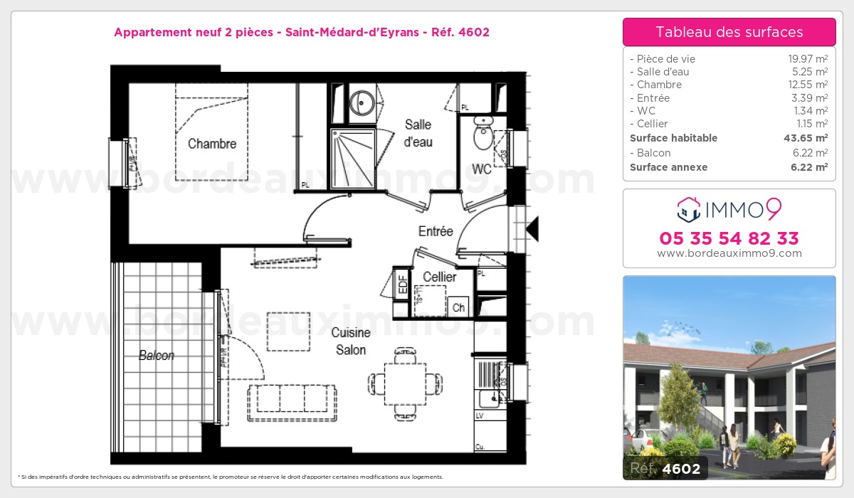 Plan et surfaces, Programme neuf Saint-Médard-d'Eyrans Référence n° 4602