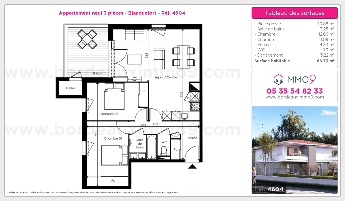 Plan et surfaces, Programme neuf Blanquefort Référence n° 4604