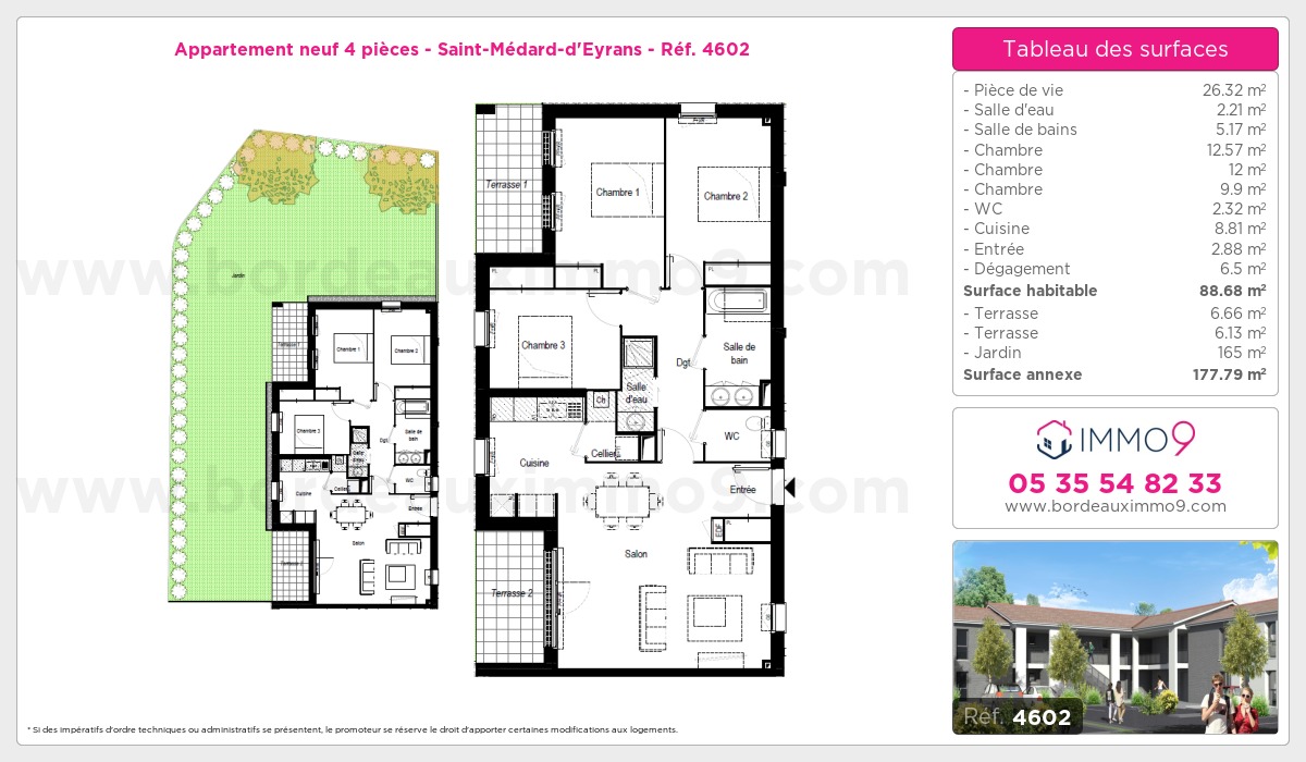 Plan et surfaces, Programme neuf Saint-Médard-d'Eyrans Référence n° 4602