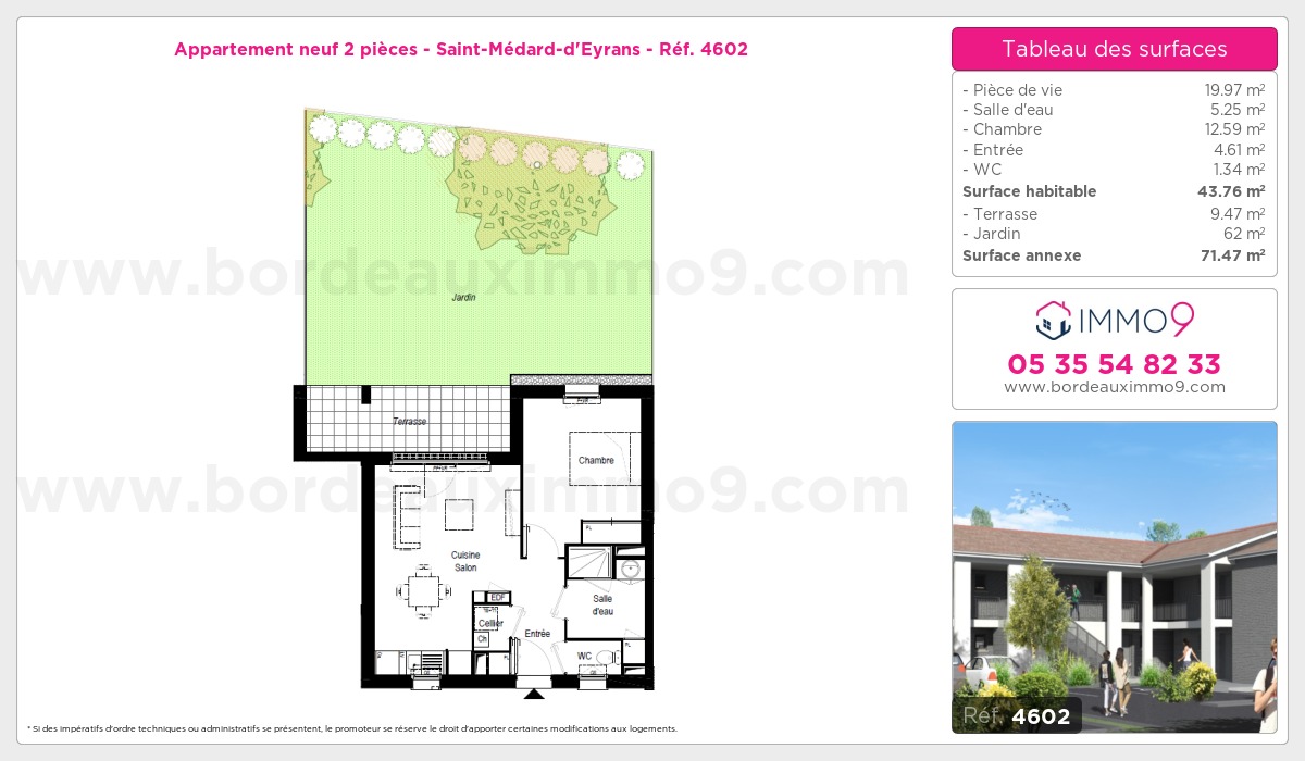 Plan et surfaces, Programme neuf Saint-Médard-d'Eyrans Référence n° 4602