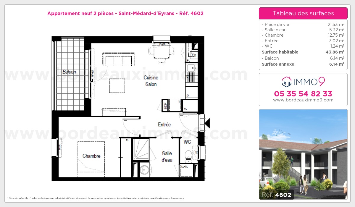 Plan et surfaces, Programme neuf Saint-Médard-d'Eyrans Référence n° 4602