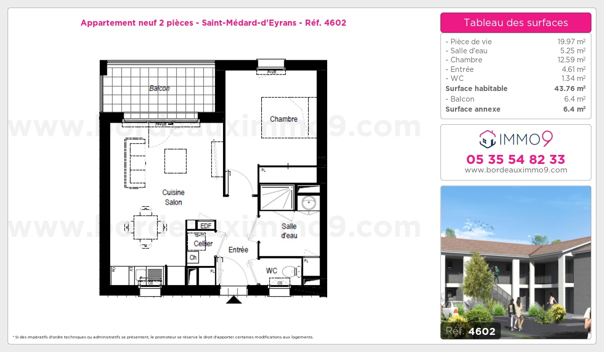 Plan et surfaces, Programme neuf Saint-Médard-d'Eyrans Référence n° 4602