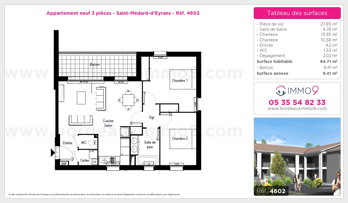 Plan et surfaces, Programme neuf Saint-Médard-d'Eyrans Référence n° 4602