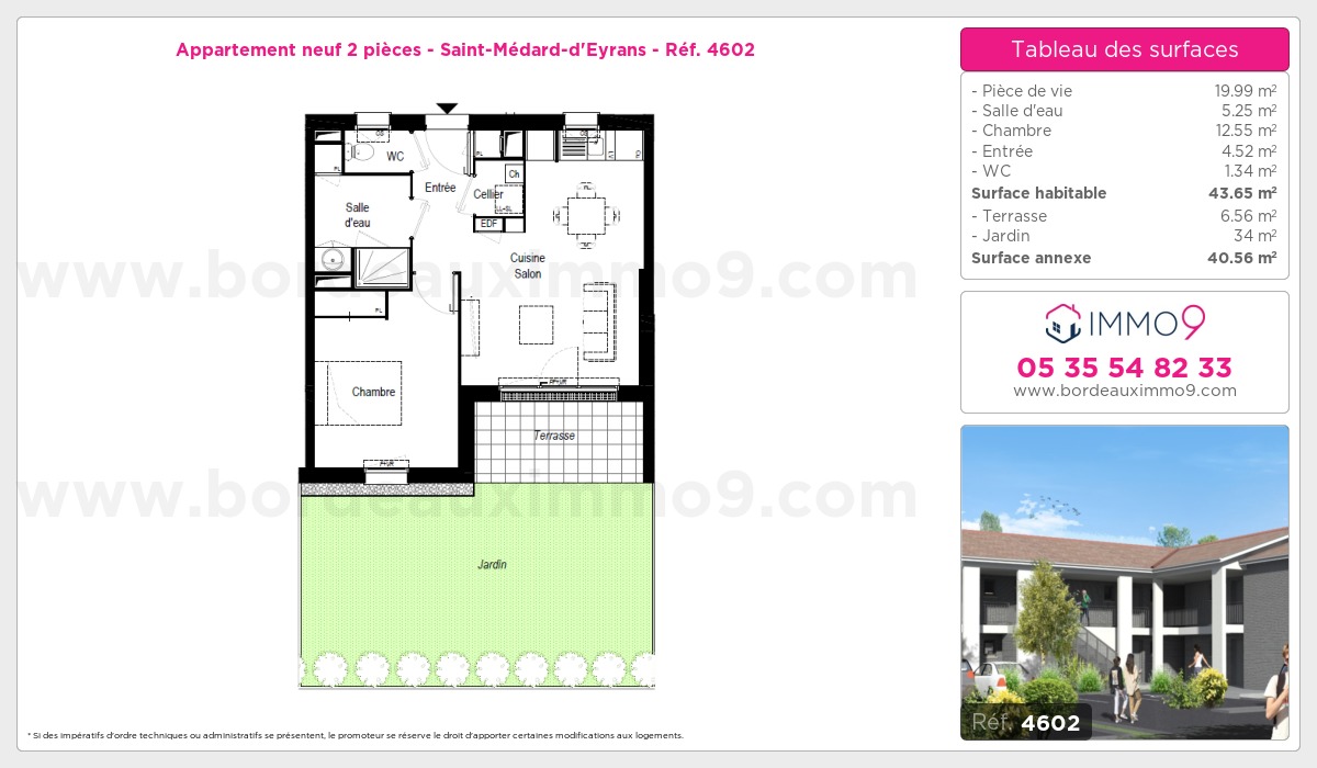 Plan et surfaces, Programme neuf Saint-Médard-d'Eyrans Référence n° 4602