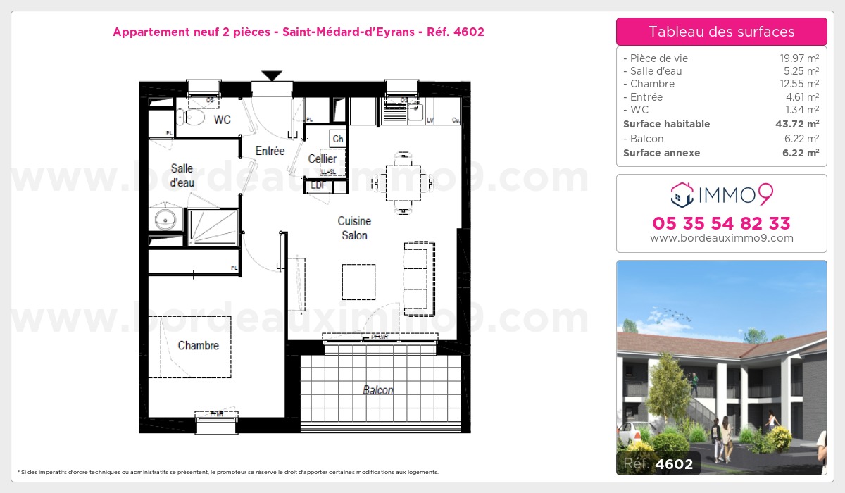 Plan et surfaces, Programme neuf Saint-Médard-d'Eyrans Référence n° 4602