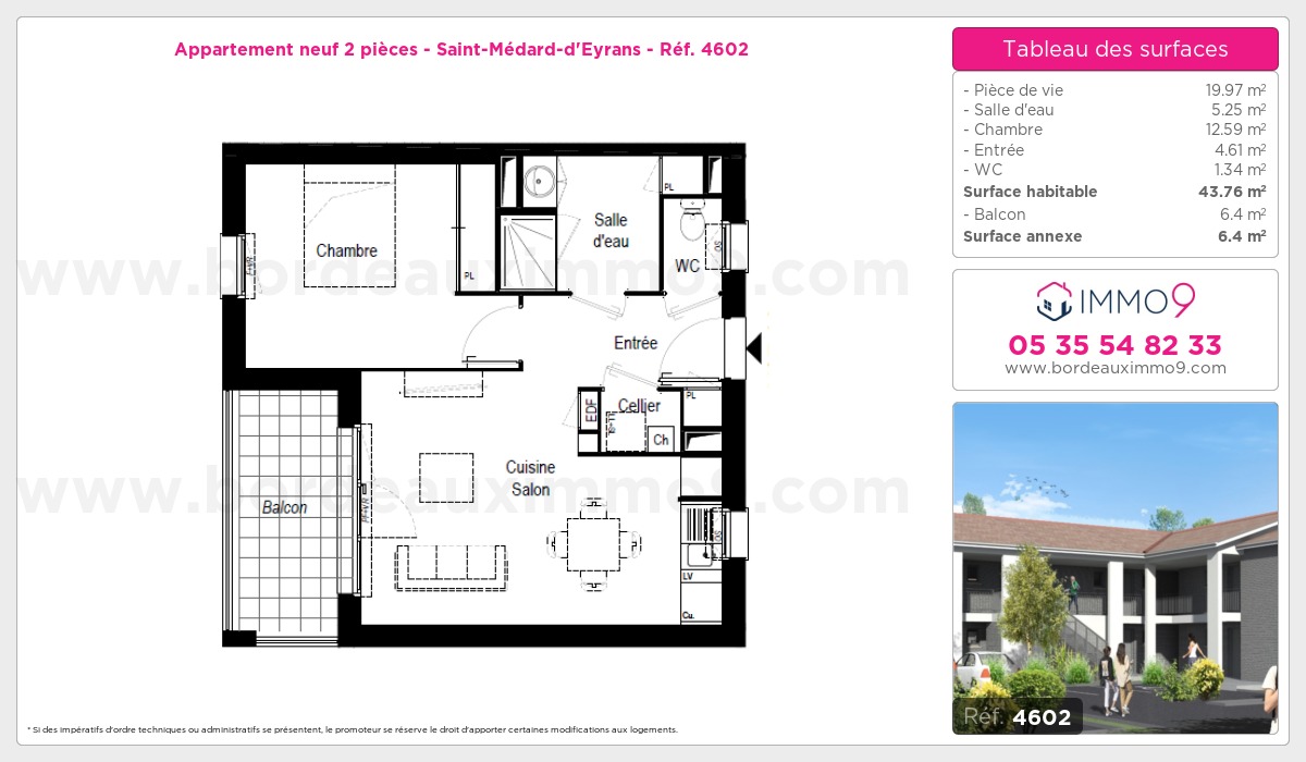 Plan et surfaces, Programme neuf Saint-Médard-d'Eyrans Référence n° 4602