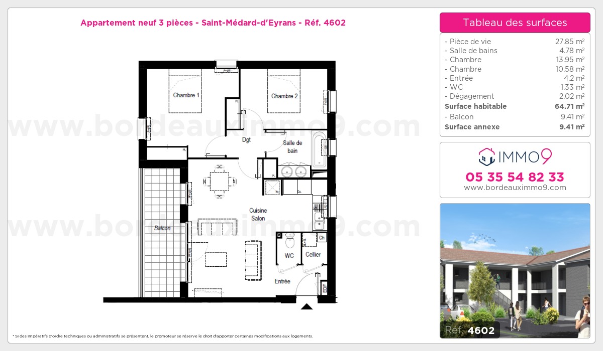 Plan et surfaces, Programme neuf Saint-Médard-d'Eyrans Référence n° 4602