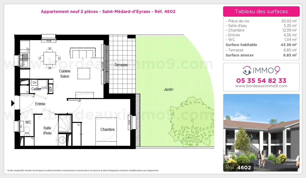 Plan et surfaces, Programme neuf Saint-Médard-d'Eyrans Référence n° 4602