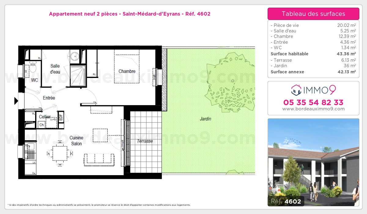 Plan et surfaces, Programme neuf Saint-Médard-d'Eyrans Référence n° 4602