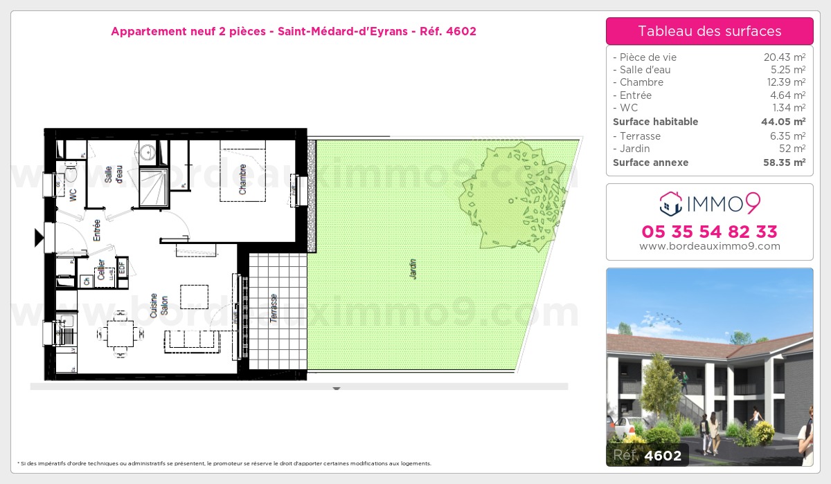 Plan et surfaces, Programme neuf Saint-Médard-d'Eyrans Référence n° 4602