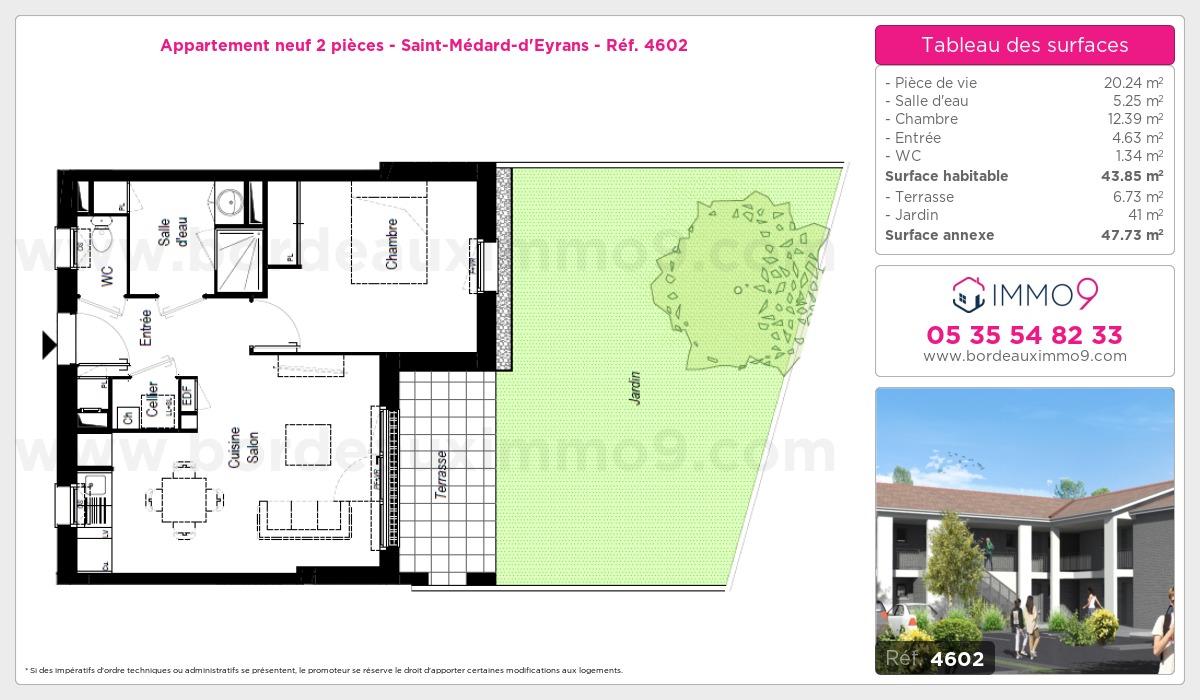 Plan et surfaces, Programme neuf Saint-Médard-d'Eyrans Référence n° 4602