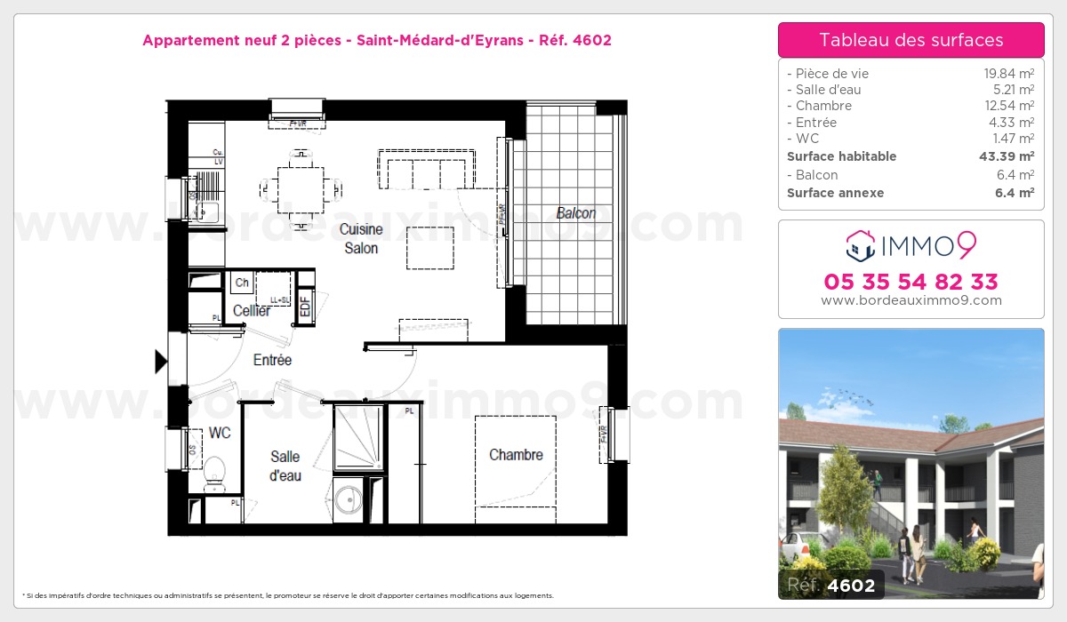 Plan et surfaces, Programme neuf Saint-Médard-d'Eyrans Référence n° 4602