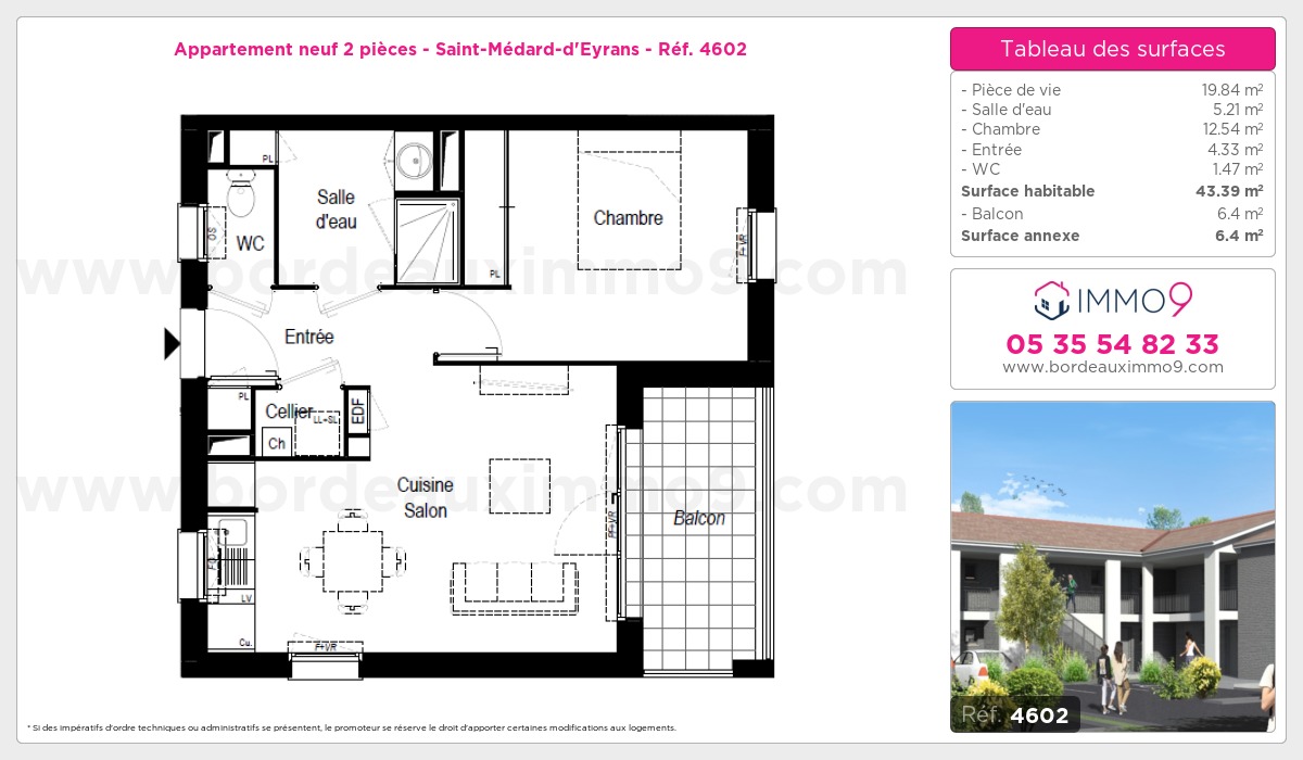 Plan et surfaces, Programme neuf Saint-Médard-d'Eyrans Référence n° 4602