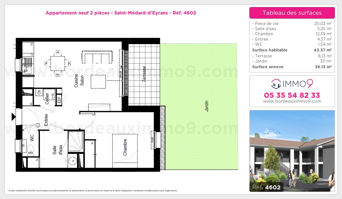 Plan et surfaces, Programme neuf Saint-Médard-d'Eyrans Référence n° 4602