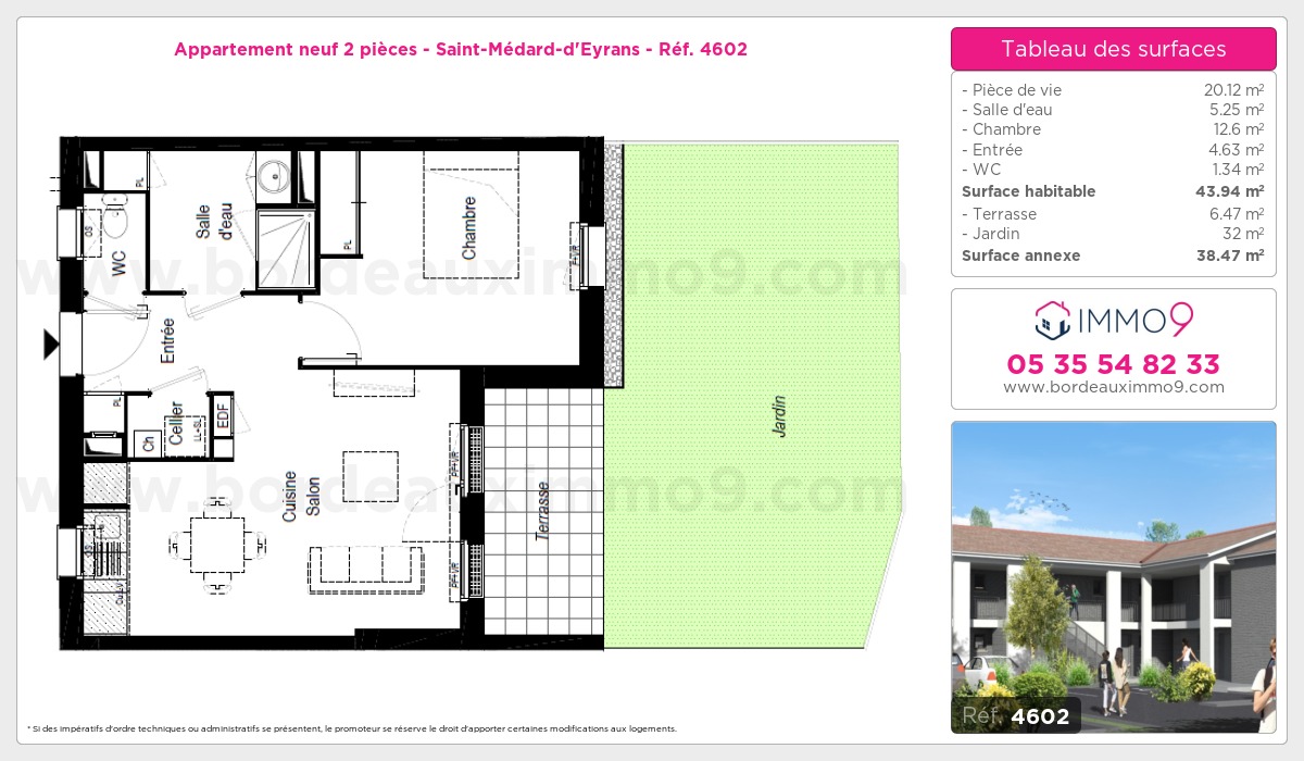 Plan et surfaces, Programme neuf Saint-Médard-d'Eyrans Référence n° 4602