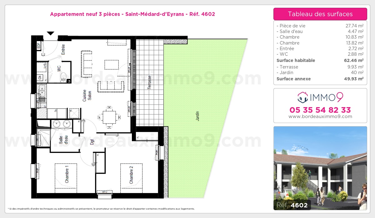 Plan et surfaces, Programme neuf Saint-Médard-d'Eyrans Référence n° 4602