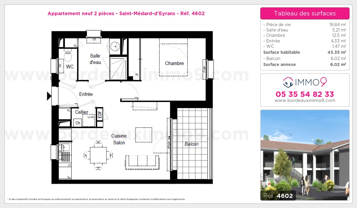 Plan et surfaces, Programme neuf Saint-Médard-d'Eyrans Référence n° 4602